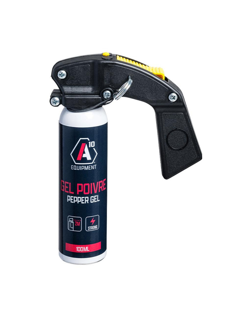 Aérosol lacrymogène anti-agression gel poivre 100 ml avec poignée
